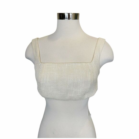 Commense Tweed Crop Tank Pearl Buttons NWT Sz S - Picture 4 of 8